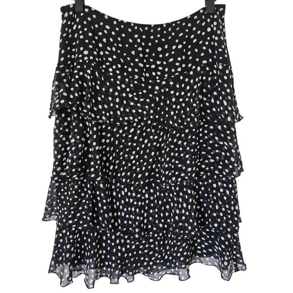 Vintage Carlisle Black White Polka Dot Tiered Ruffle Skirt Size 6 - Picture 1 of 3